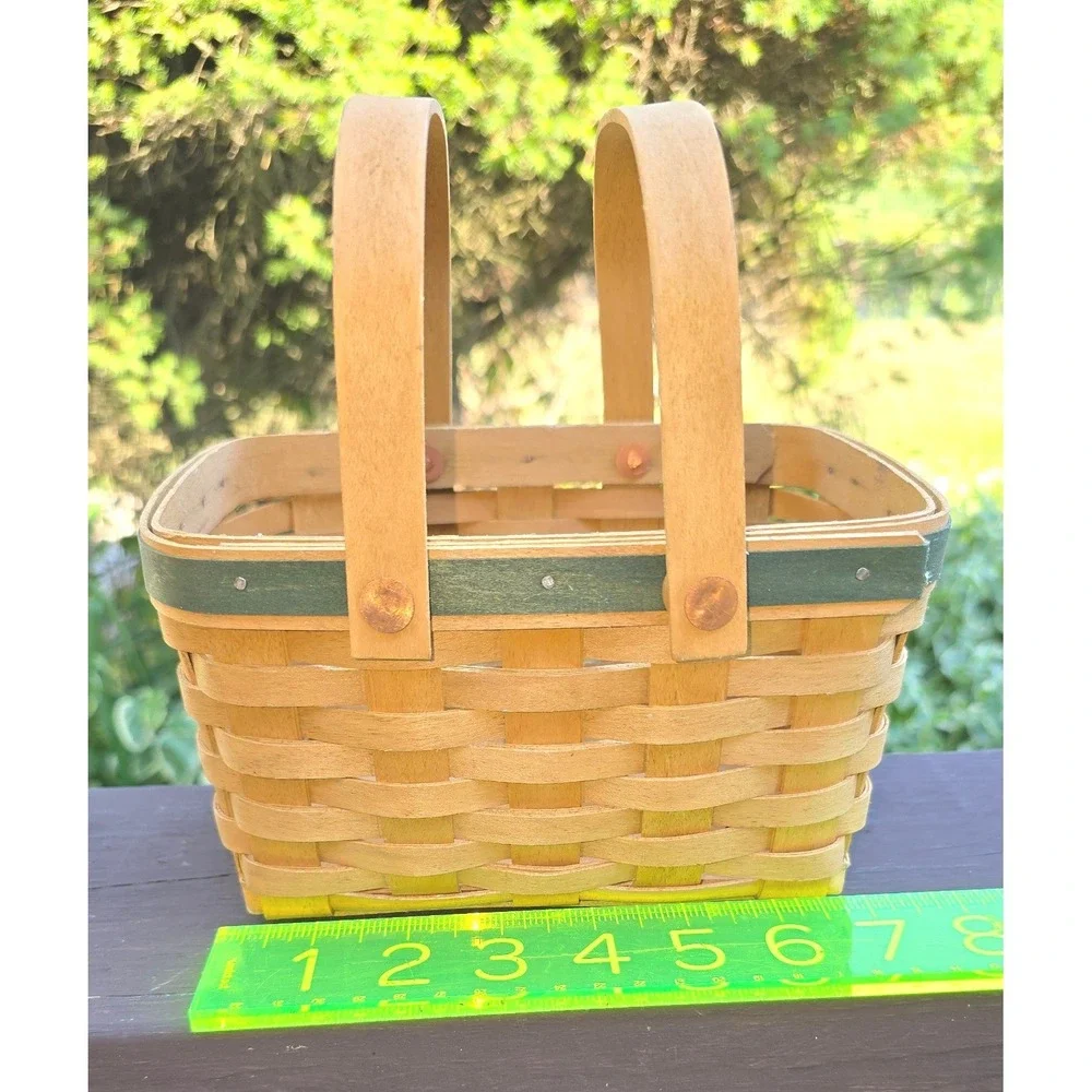 Longaberger 2003 Happy Holidays Little Market Basket Woven Double Handle Green